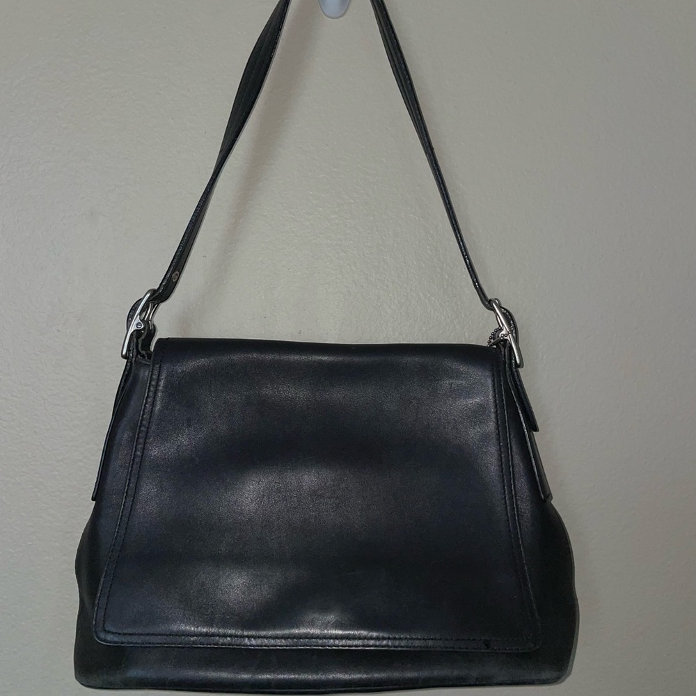 Vintage black leather Coach bag